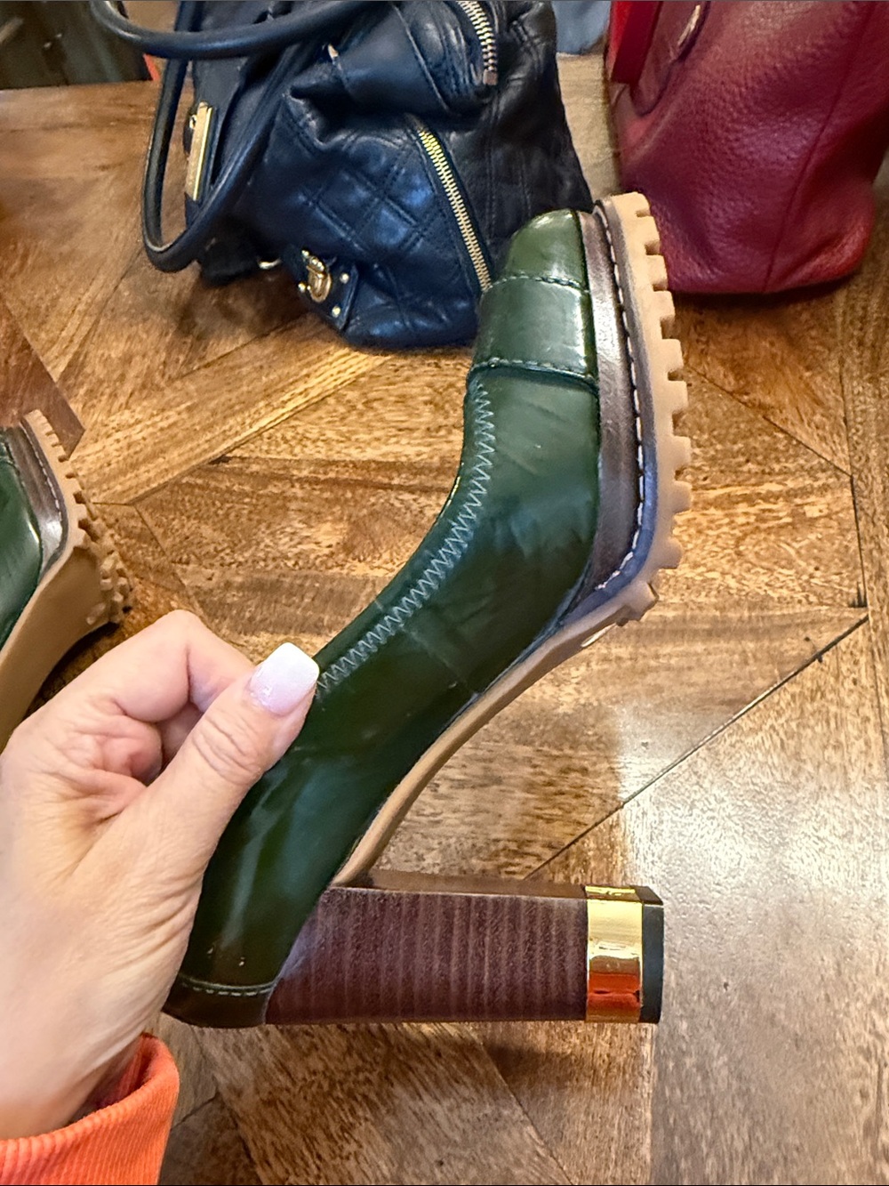 Tory Burch Dark Green Patent Leather Buckle Pumps - Picture 5 of 6